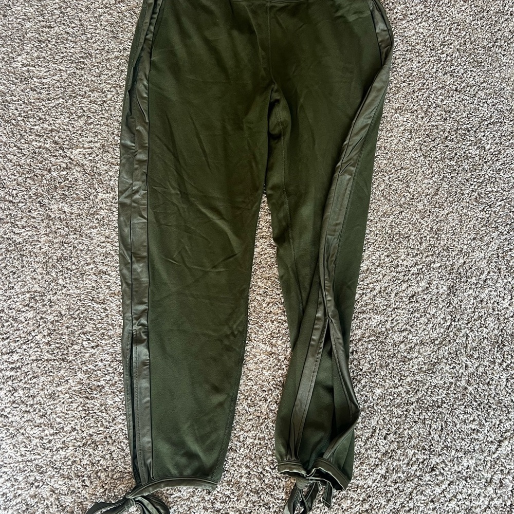Olive Green Satin joggers w/ side slit